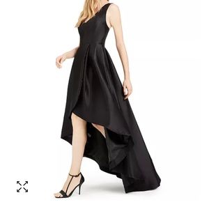 Calvin Klein Black High-Low Satin Prom Dress